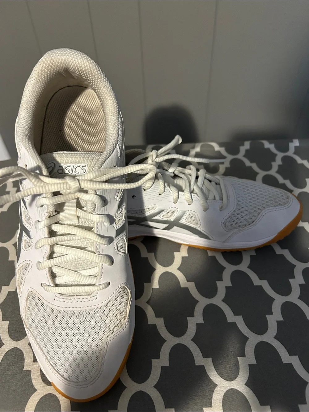 ASICS White Athletic Volleyball Sneakers with Gum Outsole